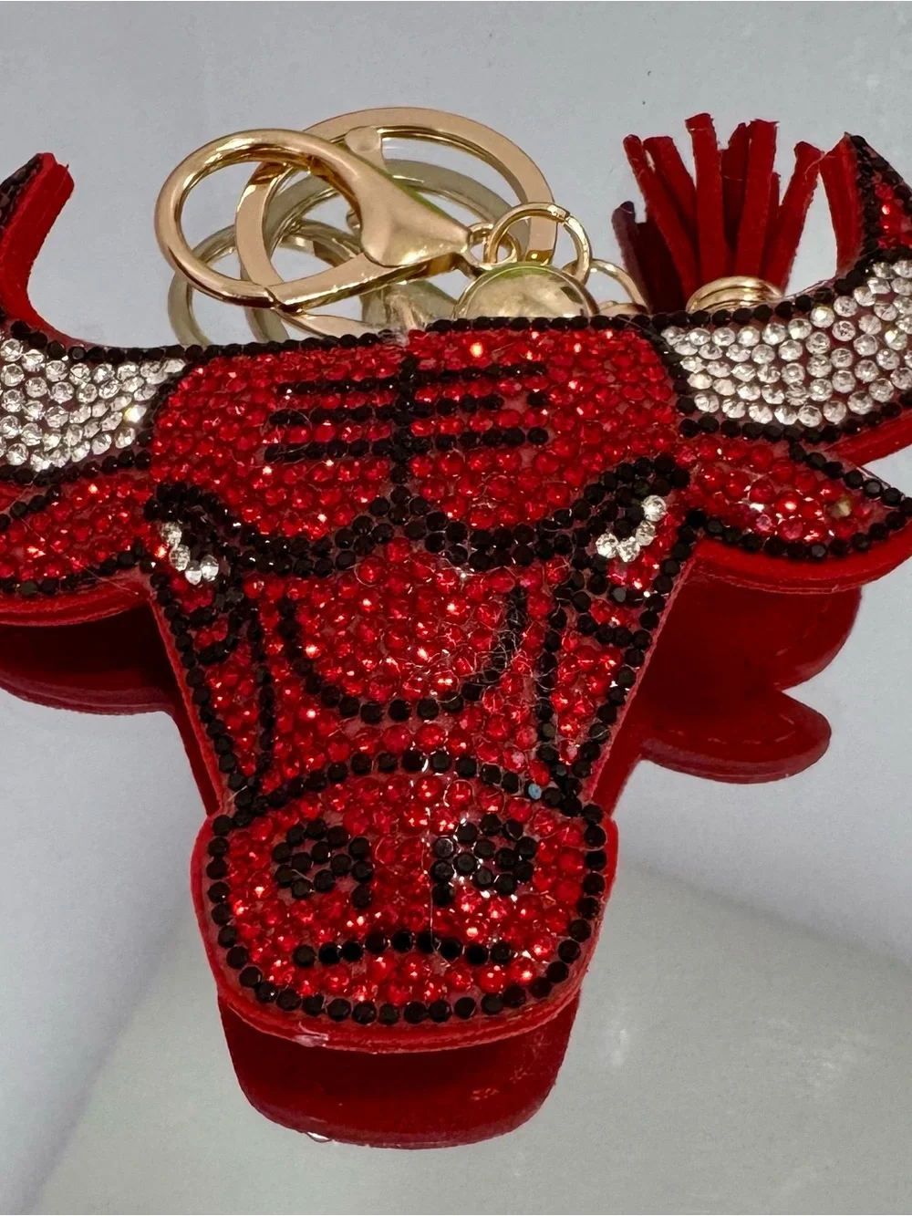 New Red Crystal Bull Keychain